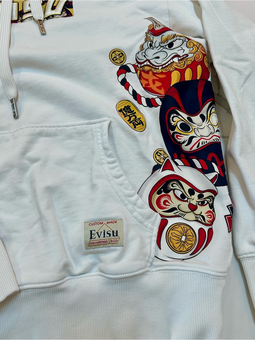 Evisu Daruma Buddies graphic Japanese hoodie - Picture 2 of 9